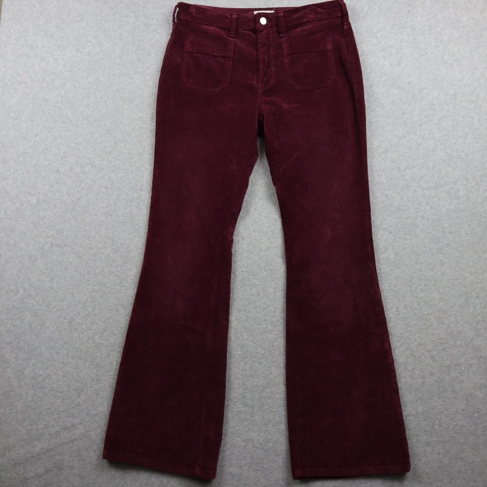 Pilcro Wide Leg Corduroy Jeans in Deep Burgundy